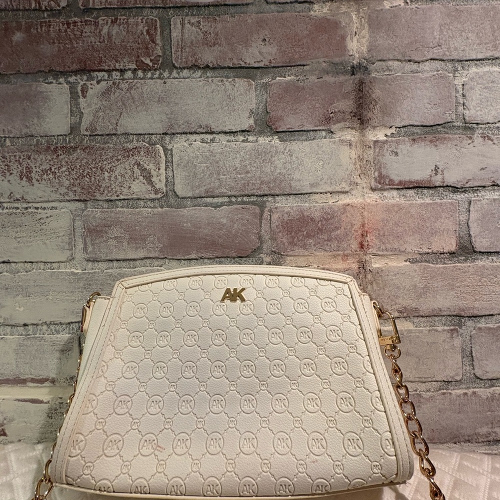Anne Klein Cream Embossed Crossbody with Gold Hardware